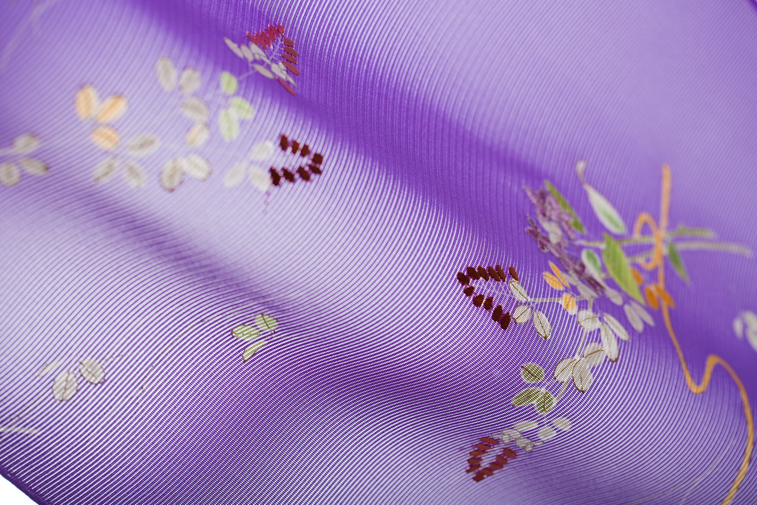 付下　駒絽　薄紫地　花束萩